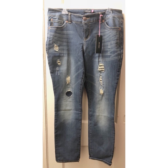 torrid Denim - Torrid Skinny Distressed patched jeans